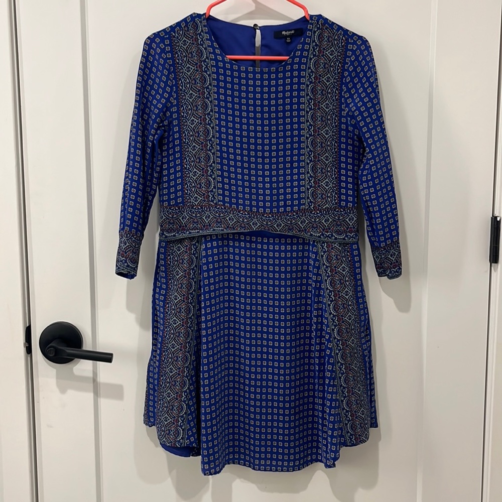 Madewell silk Ascot Grid 100% Silk Dress - with pockets